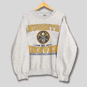 Vintage 90s Denver Nuggets Basketball Crewneck Sweatshirt, Denver Nuggets Shirt